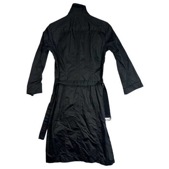 Hugo Boss Womens Shirt Dress size 10 Black Long Sleeve Belt Polished Cotton - Picture 2 of 15